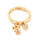Girl and Heart Cubic Zirconia Charm Adjustable Ring RJEW-C024-07G-1