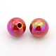 AB Color Plated Acrylic Half Drilled Round Beads PACR-F001-09-1
