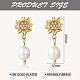 Clear Cubic Zirconia Sun with Shell Pearl Dangle Stud Earrings JE953A-3