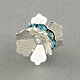 Tappi di perline di strass in ottone color argento RB-R034-03-2