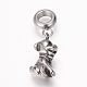 304 Stainless Steel Puppy European Dangle Charms X-OPDL-K002-AS-05-2