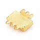 直方体真鍮ラインストーンボックスクラスプ  6穴  ゴールドカラー  18x18x5mm  穴：1mm KK-N0082-36G-3