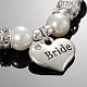 Heart Glass Pearl Round Beaded Stretch Wedding Charm Bracelets BJEW-JB01926-02-3