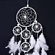 Native Style Five Rings Woven Net/Web with Feather Wall Hanging Decoration HJEW-A002-02-2