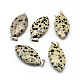 Faceted Horse Eye Natural Dalmatian Jasper Pendants with Platinum Tone Brass Findings G-R316-07-1