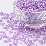 Perles de rocaille en verre, Ceylan, ronde, violette, 3mm, Trou: 1mm, environ 10000 pcs / livre