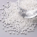 Glass Seed Beads, Opaque Colors Lustered, Round, White, 2mm, Hole: 1mm, about 30000pcs/pound