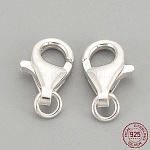 925 Sterling Silver Lobster Claw Clasps, with 925 Stamp, Silver, 11x7x3mm, Hole: 2.5mm