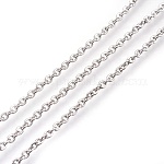 304 Stainless Steel Cable Chains, Soldered, with Spool, Flat Oval, Stainless Steel Color, 2x1.5x0.4mm, about 164.04 Feet/roll(50m/roll)
