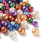 Glasperlen runde Perlen, gemischten Stil, Mischfarbe, 6~8 mm, Bohrung: 1 mm