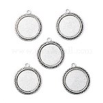 Tibetan Style Alloy Flat Round Pendant Cabochon Settings, Cadmium Free & Lead Free, Antique Silver, Tray: 20mm, 29x25.5x2mm, Hole: 1.5mm, about 313pcs/1000g