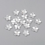 Adornos florales espalda scrapbooking cabujones de abalorios de acrílico planas para la joya, teñido, blanco, 11x2mm