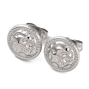 304 Stainless Steel Flat Round Button Ear Studs for Women EJEW-P234-10P