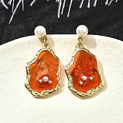 Серьги-гвоздики с эмалью в форме капли EJEW-Z086-15G