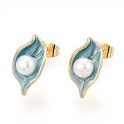 Серьги-гвоздики из натурального жемчуга из латуни PEAR-N020-06R