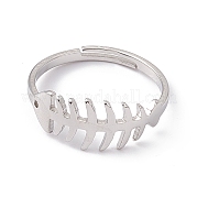 201 Stainless Steel Fishbone Adjustable Ring for Women RJEW-K238-12P