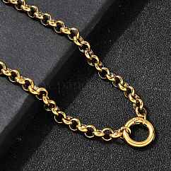 Collar con colgante de cadena rolo de acero inoxidable 304 con resorte y cadena para mujer, revestimiento de iones (ip), real 18k chapado en oro, 17.68 pulgada (44.9 cm)