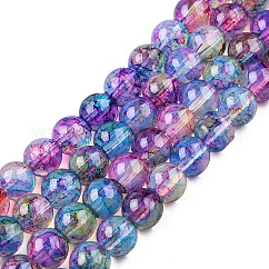Perline di vetro vernice cottura fili, imitazione Opalite, tondo, orchidea scuro, 6mm, Foro: 1.3~1.6 mm, circa 133pcs/filo, 31.4 pollice