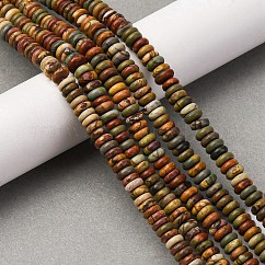 Fili di perline di diaspro policromo naturale/pietra di picasso/diaspro picasso, rondelle, 6~7x2~3mm, Foro: 0.8 mm, circa 166~168pcs/filo, 15.16~15.35 pollice (38.5~39 cm)
