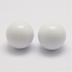 Perles de boule ajustement pendentif de cage en laiton, sans cadmium et sans plomb, sans trou, blanc, 16mm