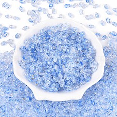 Vernice da forno perle di vetro trasparente, riso, blu fiordaliso, 7x4~4.5mm, Foro: 1 mm, circa 2812pcs/libbra
