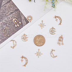 24pcs 6 styles pendentifs en laiton micro pavé de zircone cubique&nbsp;KK-DC0002-84