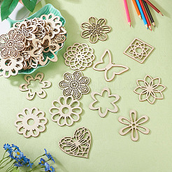 24 Stück 12 Stile unvollendete natürliche Pappelholz Filigrane Tischlereiglieder&nbsp;WOOD-TA0001-81