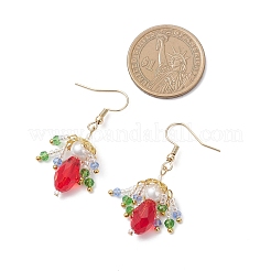 Boucles d'oreilles pendantes en forme de lanterne en verre&nbsp;EJEW-MZ00629