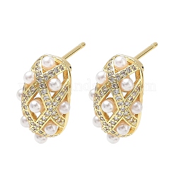 Boucles d'oreilles en laiton avec micro pavé de zircons cubiques pour femmes&nbsp;EJEW-A168-20G