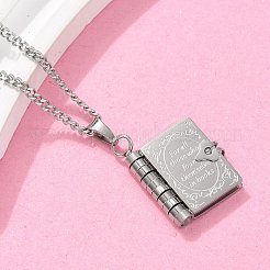 Collane con ciondolo a forma di libro in acciaio inossidabile 304 per donna&nbsp;NJEW-U037-01A-P