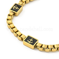 Bracelets à maillons d'ancrage en acier inoxydable 304 émaillé pour femmes&nbsp;BJEW-G717-15G