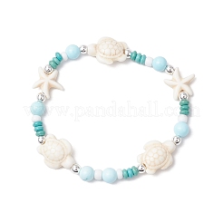 3 pulsera de cuentas de turquesa sintética teñidas y howlita natural para mujer&nbsp;BJEW-JB11794