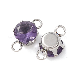 Breloques connecteurs en acier inoxydable 304 micro pavé de zircones cubiques&nbsp;STAS-H240-50P-07