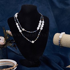 3 Stück natürliche Muschel- und Kunststoffperlen-Blumen- und Glasperlen-Halsketten und Stretch-Armband-Set&nbsp;SJEW-SW00010-01