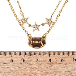 Sportliche Rugby-Halskette mit doppellagigem Anhänger aus Edelstahl 304&nbsp;NJEW-A072-02G
