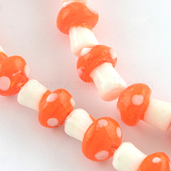 Fili di perline di lampwork fatti a mano a forma di fungo a tema autunnale&nbsp;X-LAMP-R116-15