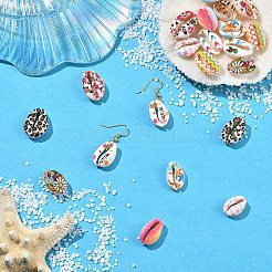 36 Stück 12 Stile bedruckte natürliche Kaurimuschelperlen&nbsp;SHEL-YW0001-26