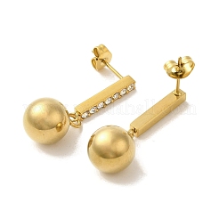 Pendientes de acero inoxidable 304 con incrustaciones de rhinestone y baño de iones (IP) para mujer&nbsp;EJEW-M024-06A-G