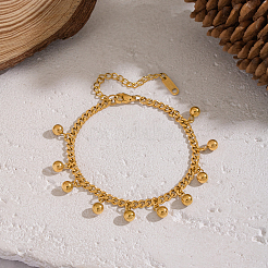 Braccialetti con ciondoli in perline rotonde minimaliste in acciaio inossidabile 304&nbsp;KO3660