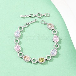 Bracelets de tennis en laiton platine sertis de micro-pavés de zircone cubique&nbsp;BJEW-B160-14P