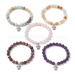 5 Stück Stretch-Armbänder mit natürlichen Edelsteinperlen für Damen&nbsp;BJEW-JB11399