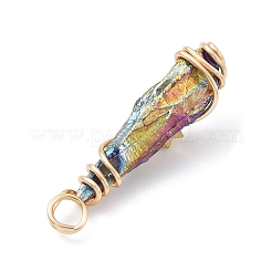 Pendentifs enveloppés de fil de cuivre en cristal de quartz naturel brut brut galvanisé&nbsp;PALLOY-JF02414-01