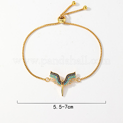 Armbänder aus Messing mit Zirkonia-Steinen und Göttinnenflügel-Anhänger für Damen&nbsp;FS4700