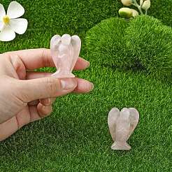 Decorazioni per la casa in quarzo rosa naturale angelo&nbsp;DJEW-YW0001-05B