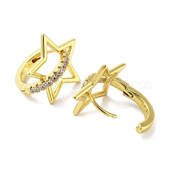 Orecchini a cerchio da donna in ottone placcato a cremagliera con micro pavé di zirconi cubici&nbsp;EJEW-A038-04G