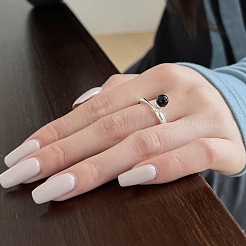 S925 offener Manschettenring aus Sterlingsilber für Damen&nbsp;RJEW-M164-03
