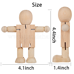 Giocattoli di robot di legno in bianco non finiti&nbsp;AJEW-GF0001-15
