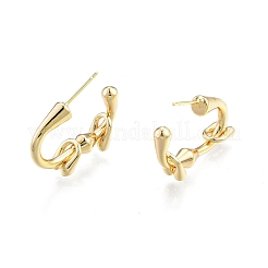 Boucles d'oreilles perlées arc en laiton&nbsp;EJEW-G322-14G