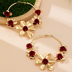Orecchini a cerchio in lega con fiore di rosa&nbsp;FS-WG9017A-01