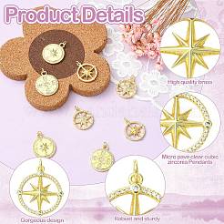 8pcs 4 styles pendentifs en laiton micro pavé de zircone cubique&nbsp;KK-CJ0003-81